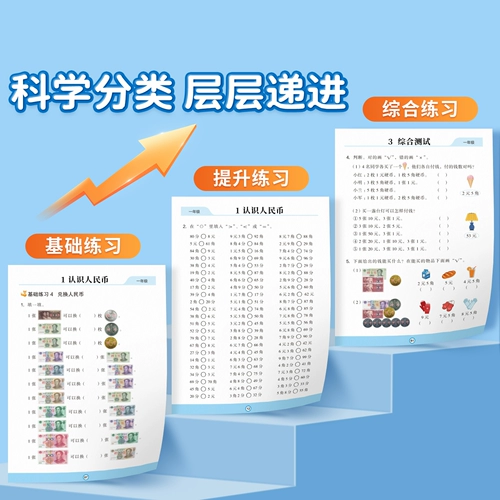 Валюта для первого класса для обучения математике, интеллектуальные обучающие учебные пособия для тренировок для школьников, монеты, специальная тетрадь, 1 года