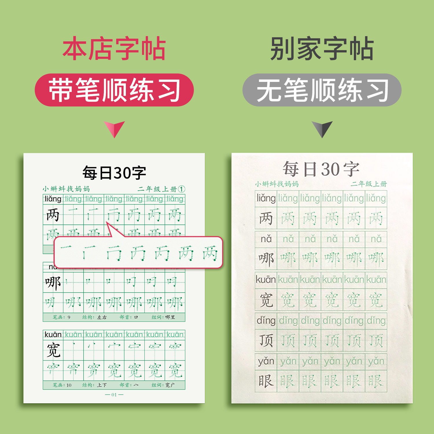 二年级上册下册同步字帖人教版语文课本每日30字练字正楷小学生临摹练字帖贴每日一练初学者神器速成21天汉字笔画笔顺本儿童写字帖 - 图1