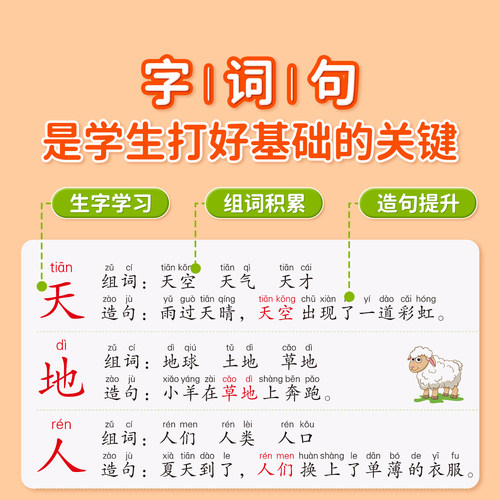 一年级二年级上下册语文同步生字组词造句人教版课本教材同步练字帖小学生专用每日打卡专项训练每日一练词语造句子硬笔书法练字本 - 图1