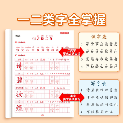 二年级下册练字帖语文同步字帖人教版小学生专用字帖拼音生字词描红字帖写字课课练2年级下学期同步练习字帖部编教材练字每日一练 - 图3