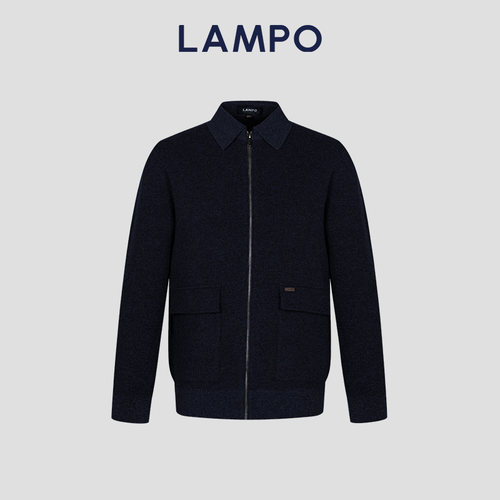 【7030】LAMPO/蓝豹男外套羊绒时尚翻领商务休闲百搭毛衣 - 图0