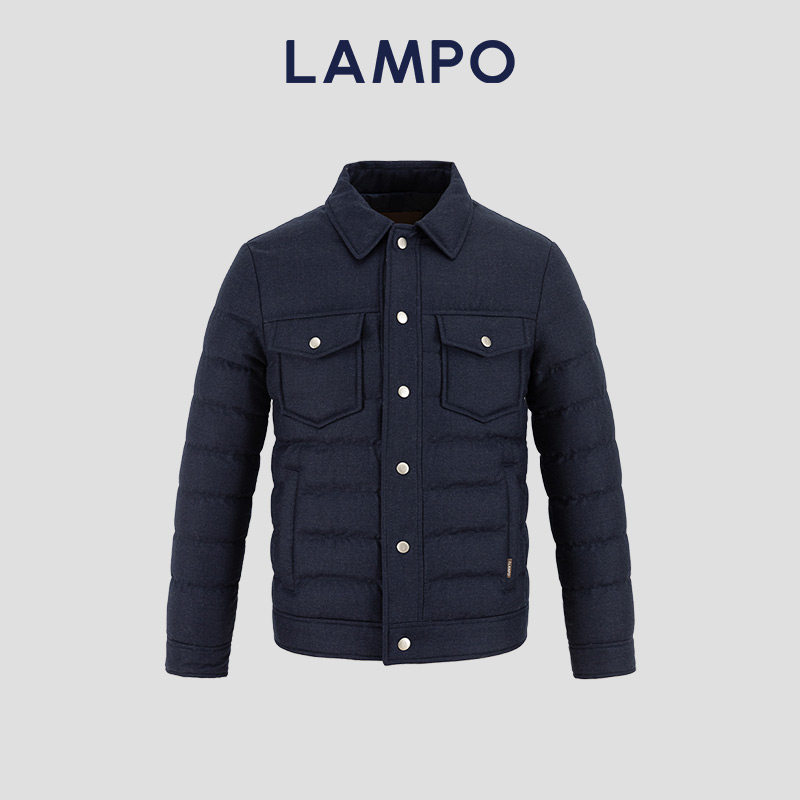 【羊毛羊绒】LAMPO/蓝豹男士羽绒服鹅绒衬衫羽绒服