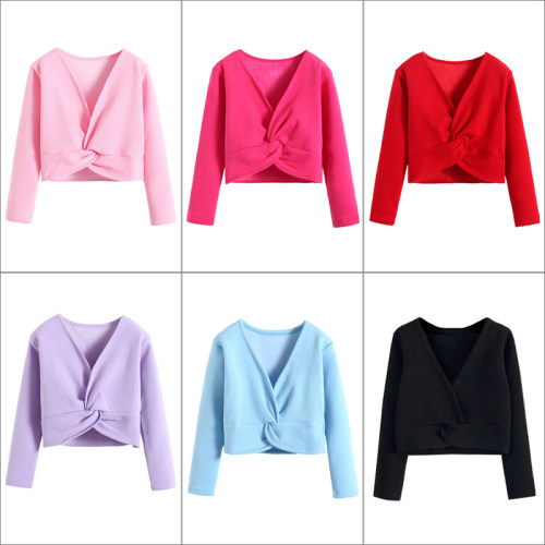 儿童舞蹈服长袖披肩外搭秋冬加绒加厚练功服女孩跳舞外套坎肩上衣 - 图0