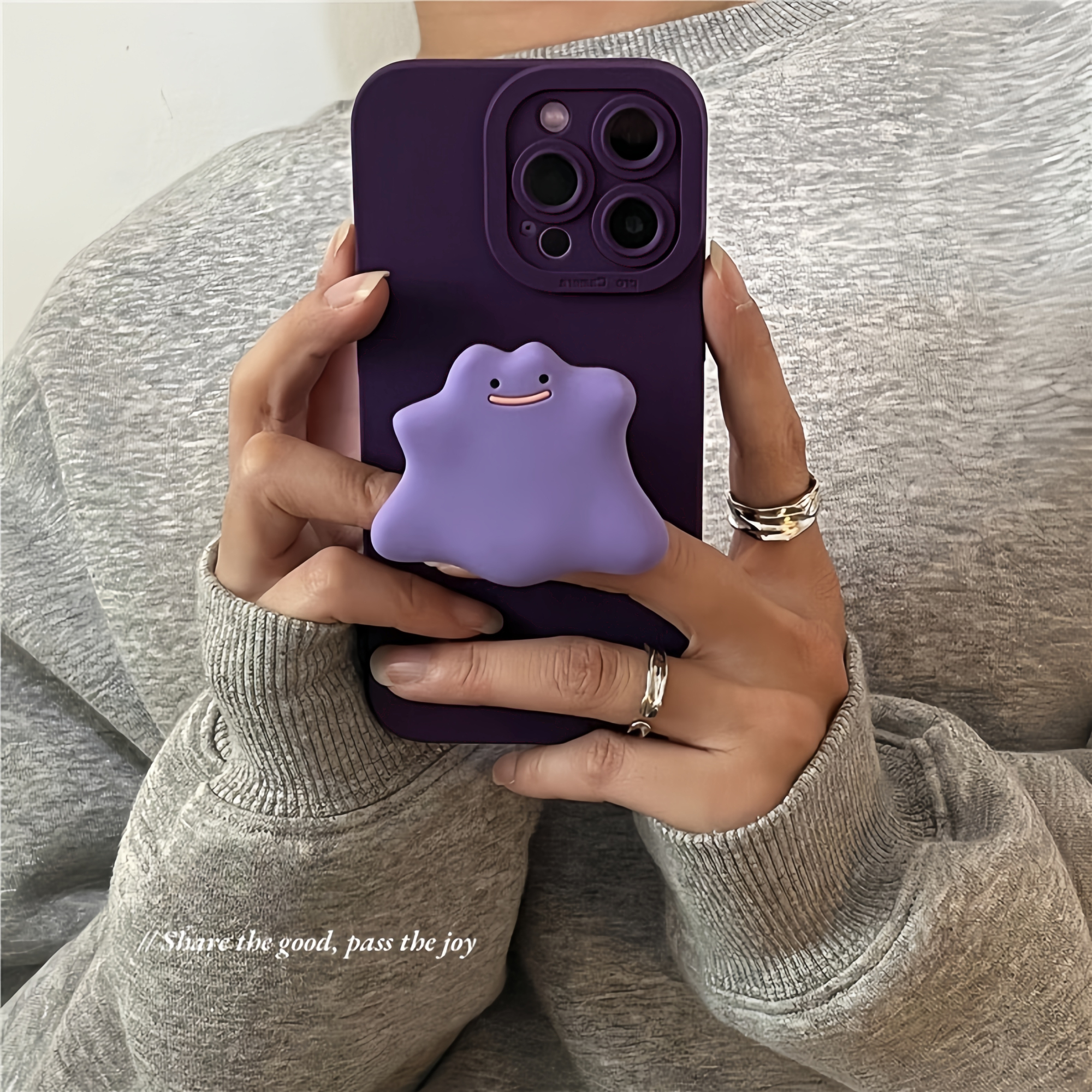 可爱深紫色怪物支架Find X9/X8s适用OPPO Reno15/14/13/7/A6手机壳10PRO+暗夜紫5甜酷K12s卡通A58/A3软壳1/2 - 图2