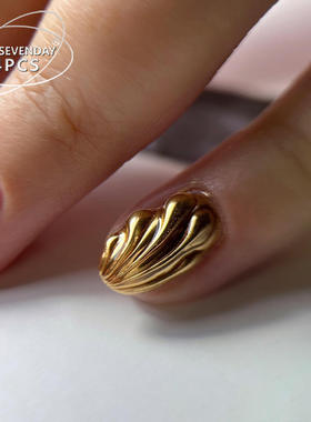 24Pcs French Gold Edge Wearable Almond Press on Fake Nails