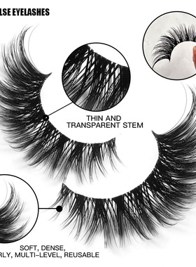 Transparent meme, fox eye false eyelashes set of 7 pairs睫毛