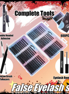 600 clusters of thick D-curve false eyelash adhesive 8-16mm