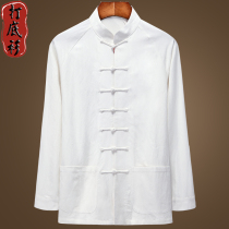 Spring and autumn season Down with mens jacket Long sleeves Undershirt China Wind Up Cotton Linen Shirts Loose thin blouses