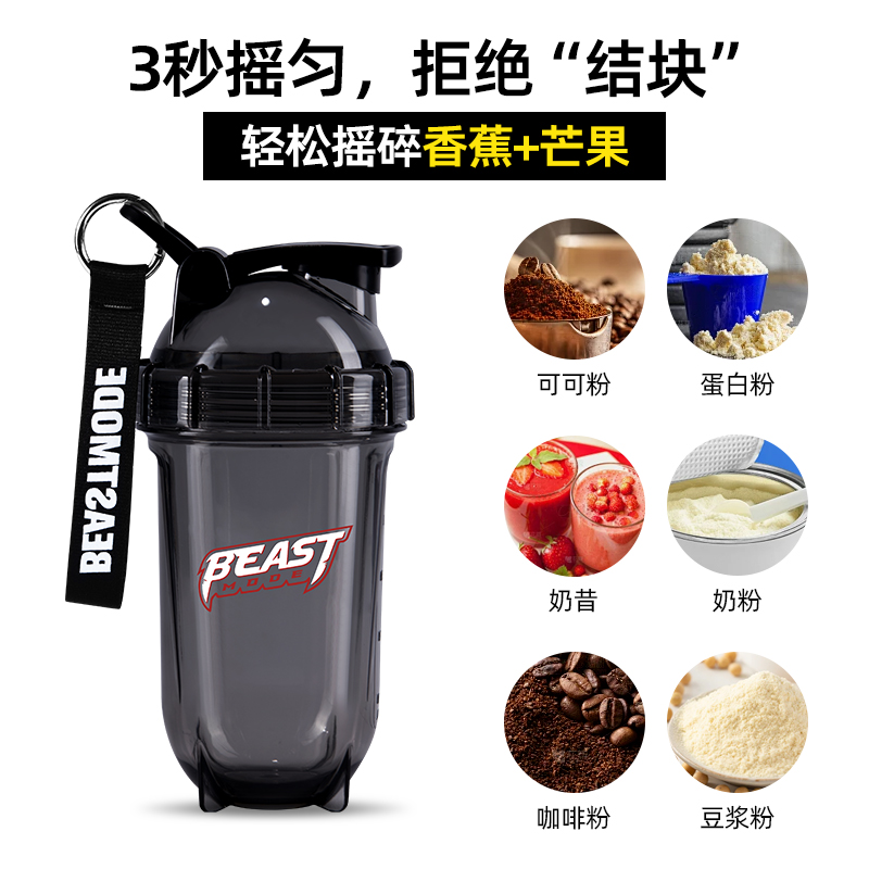 BeastMode摇摇杯健身杯TRITAN耐热水奶昔搅拌蛋白粉刻度运动水杯-图2