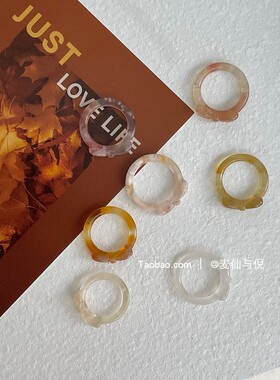 女樱花玛瑙甜美闺蜜指环戒指