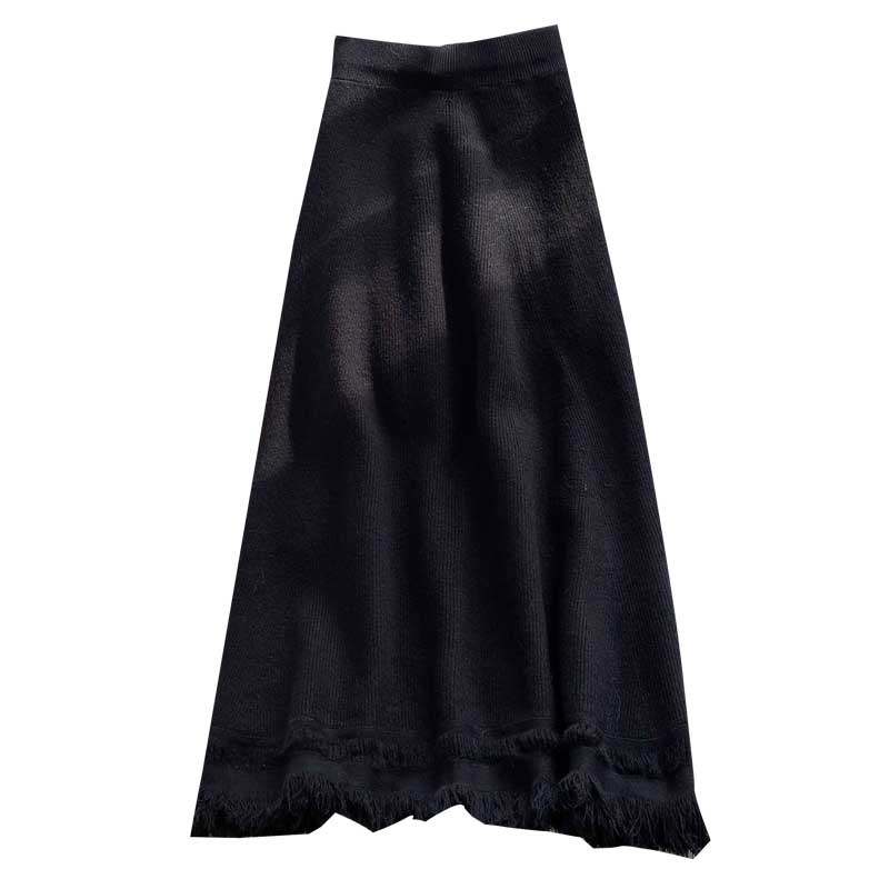 针织秋冬2020新款冬天配流苏半身裙 茵蔚半身裙