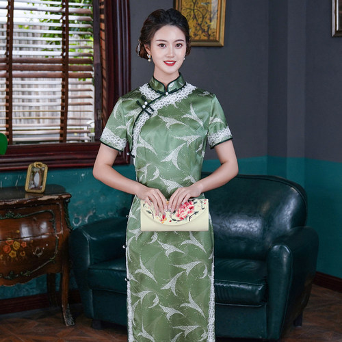 教师节送老师旗袍包包宴会手包女中国风婚礼中式手拿包真丝妈妈 - 图1