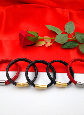 钛钢扁扣配件金色手绳