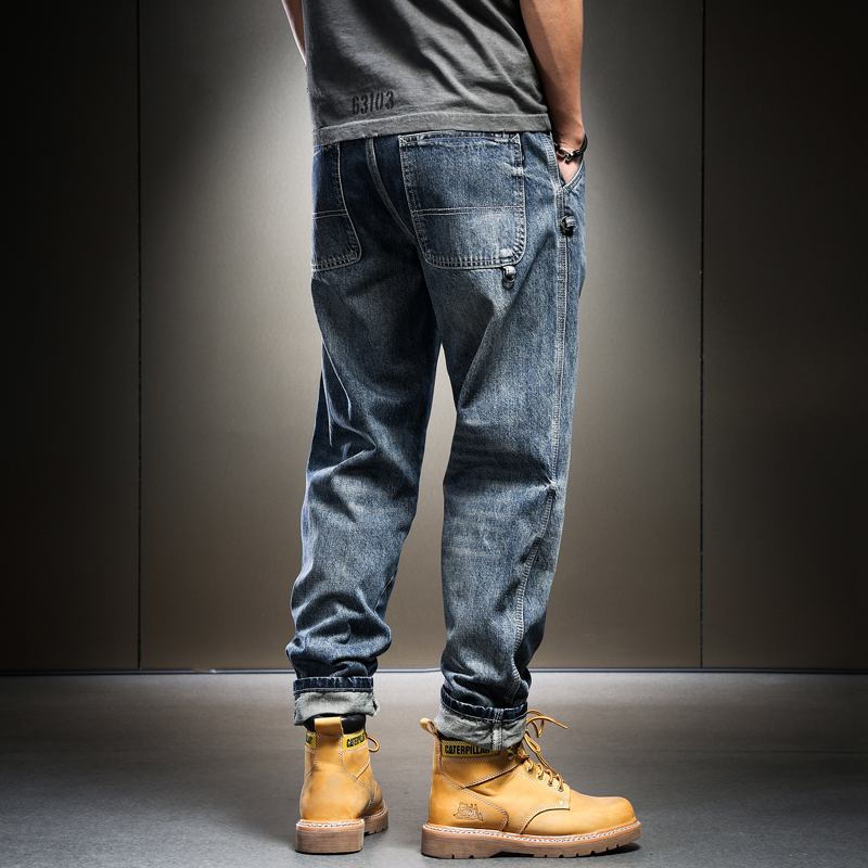 重磅美式复古男士宽松直筒牛仔裤 狂野骑士牛仔裤