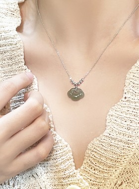 雾屿银饰玉如意锁项链女925纯银