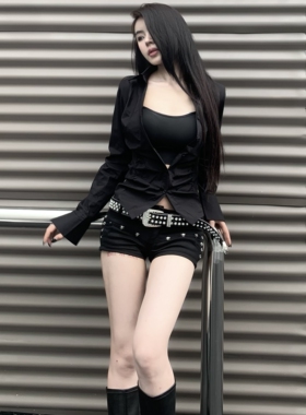 BlackRose ManZi 复古重工满钻ins牛仔裤皮带腰带装饰百搭韩版