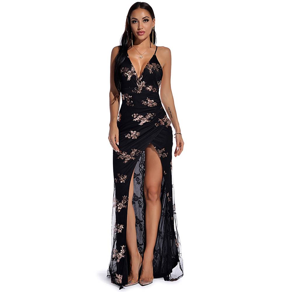 -Sexy Retro Sling Sequin Dress Nightclub Women's New Lon - 图0