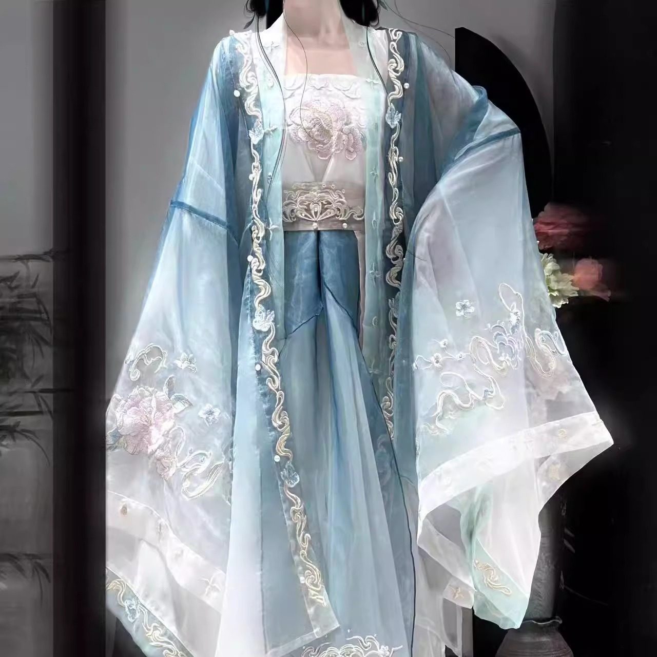 蝶恋花语原创汉服齐腰大袖衫吊带百褶裙绣花宋制一片式汉服女,淘宝优惠券,粉丝福利购,淘宝优惠卷