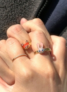 疯狂百搭新款上市动物戒指立体情侣女友兔子朱迪狐狸尼克可爱动漫