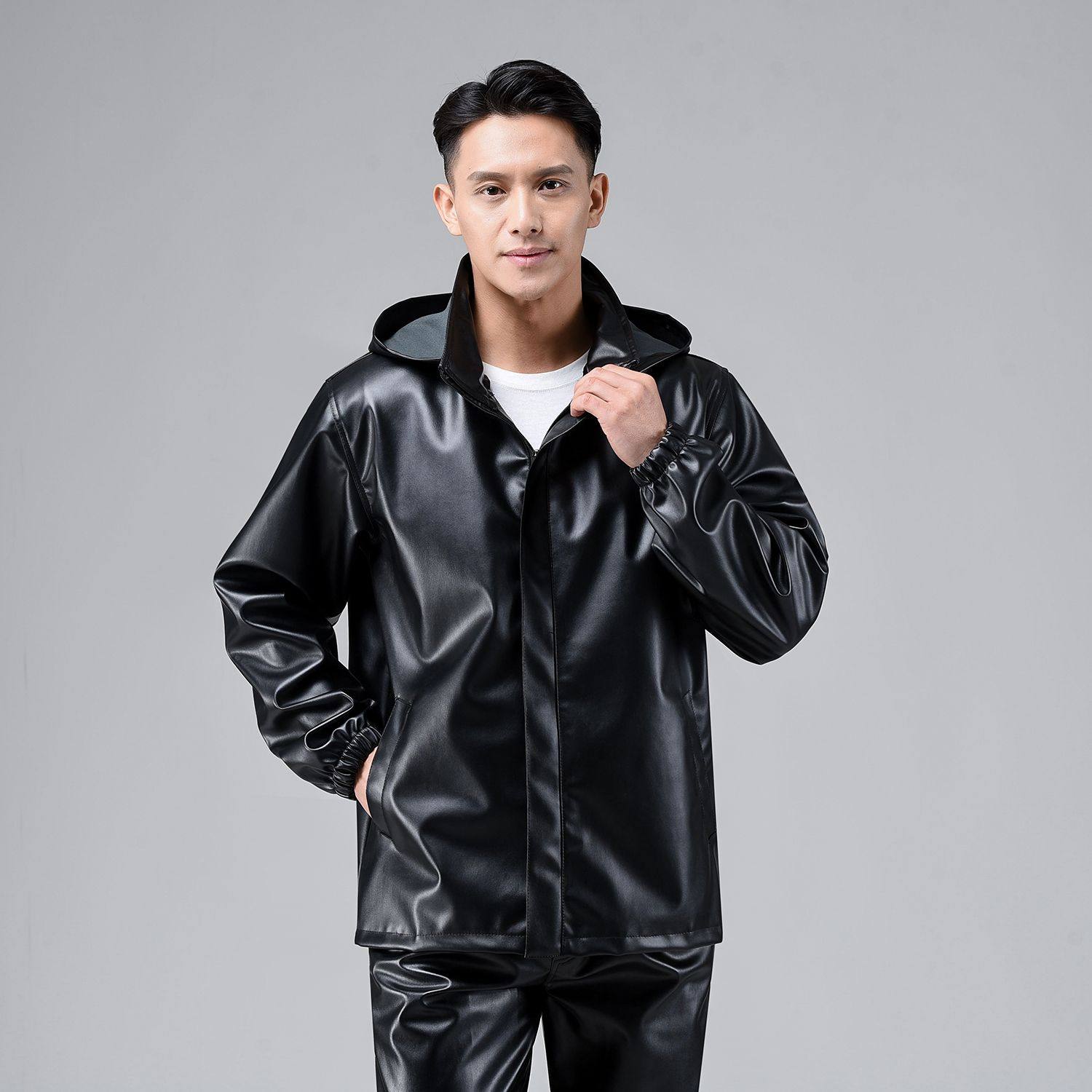 防水皮衣工作服套装男女屠宰场防油pu皮罩衣洗车电动摩托劳保皮裤,淘宝优惠券,粉丝福利购,淘宝优惠卷