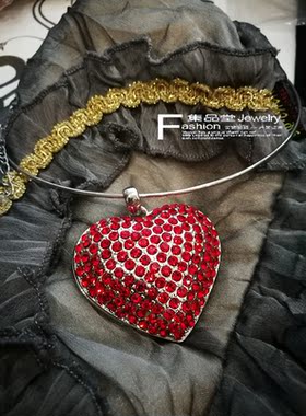 红色水钻立体主播质感项圈特价