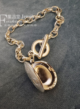 欧美国际范夸张复古宽面手镯闪钻