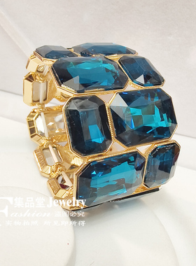 欧美女水晶紫色手镯夸张独特奢华