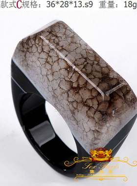 欧美风黑玛瑙水晶大戒指送男友