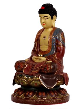 工艺鎏金粉彩佛像结缘莲花座特价