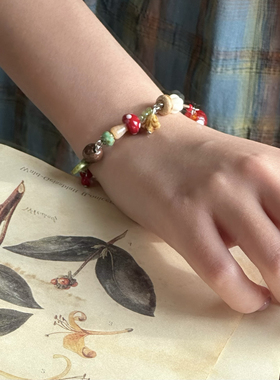 山野间｜一加一shop原创森林系串珠手链蘑菇可爱项链活力撞色童趣