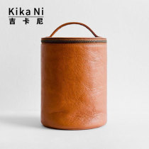 Gikani Delicate Life Brief Genuine Leather Wash Bag for men and women Bucket Containing bag for travel portable Drum Makeup Bag