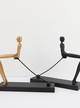 新中式金属框架人物摆件样板房电视柜卧室书房客厅桌面玄关饰品