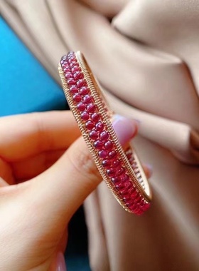 天然石榴青金石14K包金线绕线手镯精致双排多宝水晶黑骨干碧玺戒