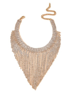欧美大气流苏水钻颈链项链 时尚流行夸张礼服百搭锁骨链