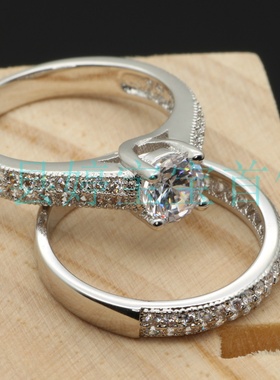 les百合微镶套戒 白铜求婚戒指女情侣眷恋如昔对戒锆石女戒