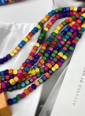 田园风木质 项链jewelry多层夸张复古长项链彩色