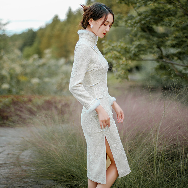 旗袍2021年新款长袖 红舍旗袍