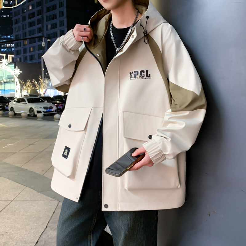 2025年秋季新款青少年冲锋衣连帽时尚潮流百搭宽松帅气休闲外套 - 图3