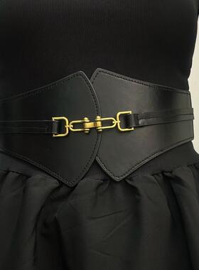 简约宽腰带女士软皮装饰黑色