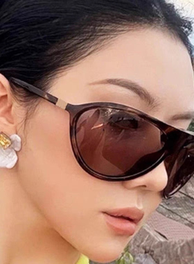 新款欧美风复古曲面大框墨镜女大脸显瘦高级感y2k辣妹发箍太阳镜