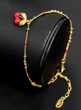 森系时尚樱桃水果坠手链