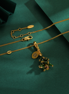 水晶流苏镶钻圣诞树吊坠项链礼物