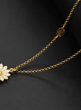 水晶白色雏菊花朵项链可调节气质