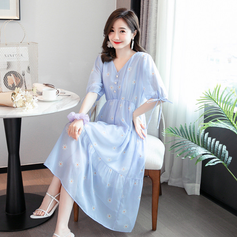 孕妇夏装2022新款夏天小清新连衣裙 himibaby连衣裙