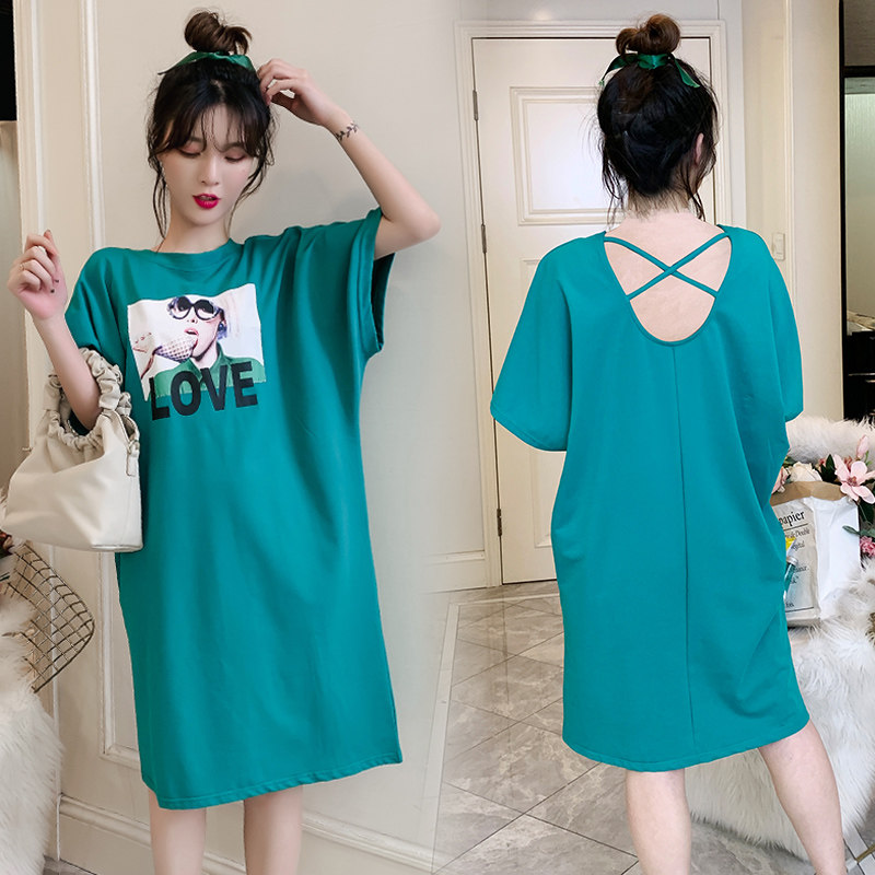 孕妈潮装夏短袖纯棉中长款韩版t恤 himibabyT恤