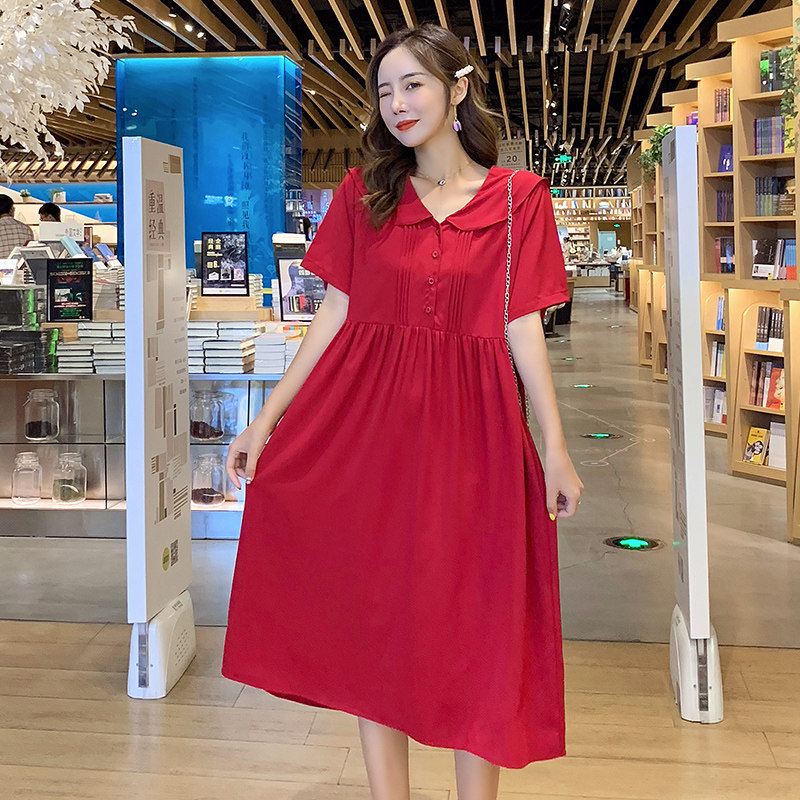 孕妇装夏装洋气长款夏天收腰连衣裙 himibaby连衣裙