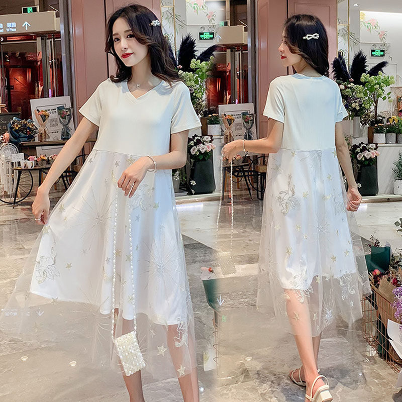 孕妇夏装连衣裙仙女超仙中长款t恤 himibaby连衣裙