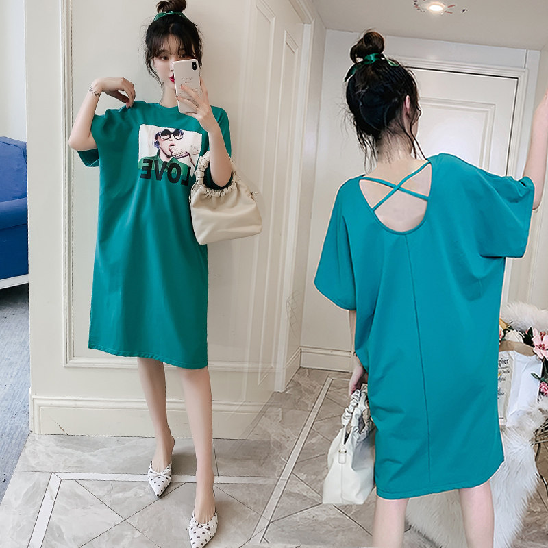 孕妈潮装夏短袖纯棉中长款韩版t恤 himibabyT恤