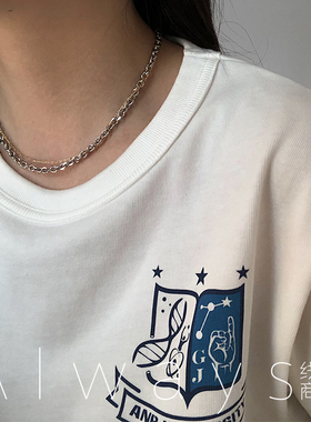 Always两色链条拼接设计酷项链