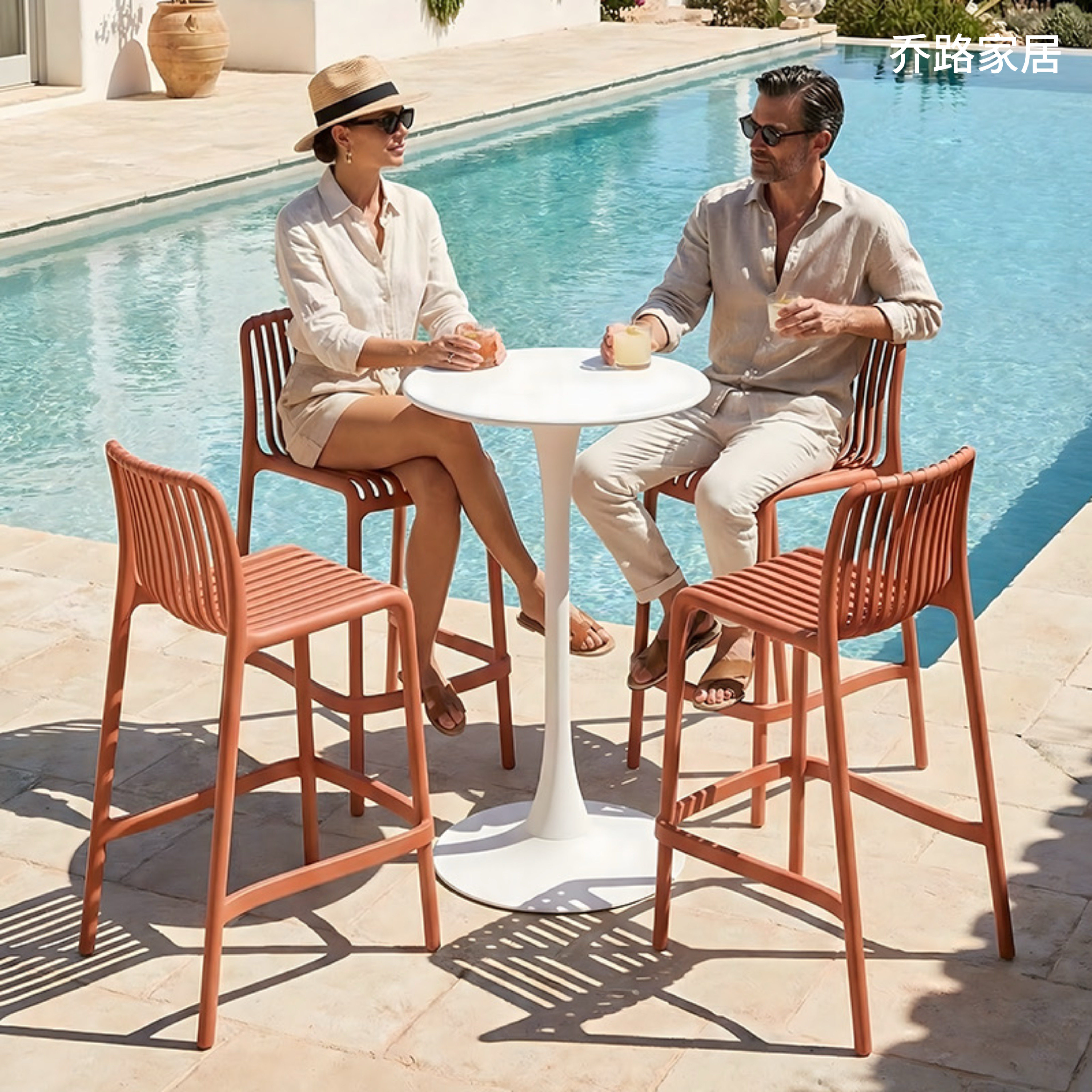 北欧简约塑料吧台椅子靠背家用休闲户外椅加厚咖啡厅餐镂空高脚椅,淘宝优惠券,粉丝福利购,淘宝优惠卷
